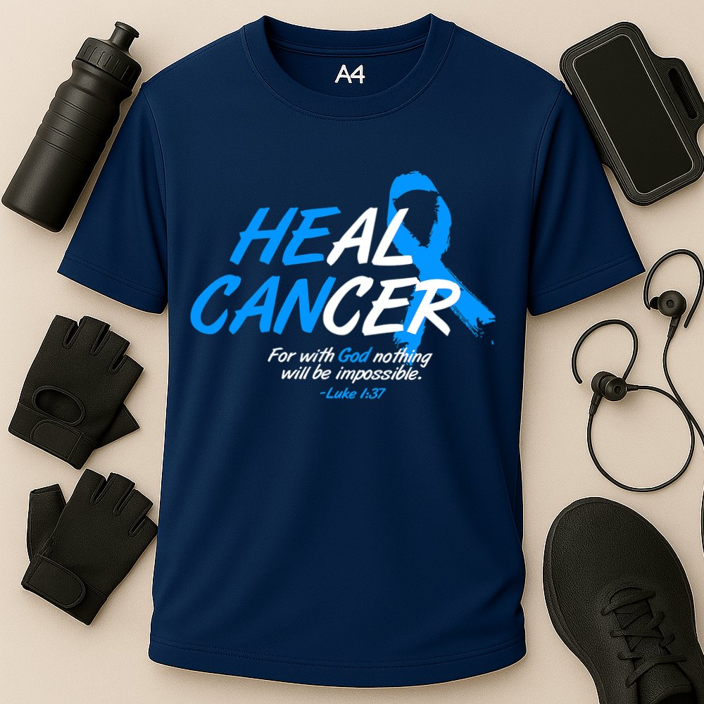 He Can Heal Cancer Colon Cancer Awareness Blue Ribbon Cooling Performance Crew T-Shirt