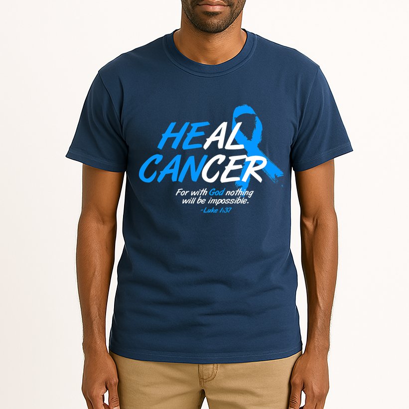 He Can Heal Cancer Colon Cancer Awareness Blue Ribbon Tall T-Shirt