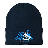 He Can Heal Cancer Colon Cancer Awareness Blue Ribbon Knit Cap Winter Beanie