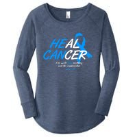 He Can Heal Cancer Colon Cancer Awareness Blue Ribbon Women's Perfect Tri Tunic Long Sleeve Shirt