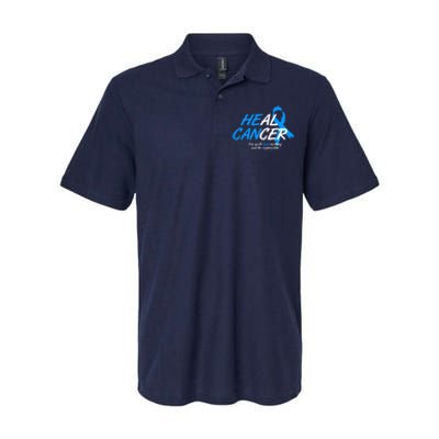 He Can Heal Cancer Colon Cancer Awareness Blue Ribbon Softstyle Adult Sport Polo