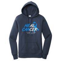 He Can Heal Cancer Colon Cancer Awareness Blue Ribbon Women's Pullover Hoodie