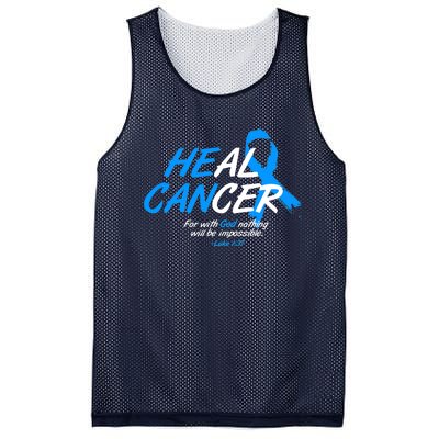 He Can Heal Cancer Colon Cancer Awareness Blue Ribbon Mesh Reversible Basketball Jersey Tank