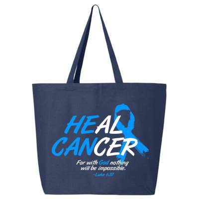 He Can Heal Cancer Colon Cancer Awareness Blue Ribbon 25L Jumbo Tote