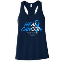 He Can Heal Cancer Colon Cancer Awareness Blue Ribbon Women's Racerback Tank