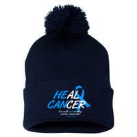 He Can Heal Cancer Colon Cancer Awareness Blue Ribbon Pom Pom 12in Knit Beanie