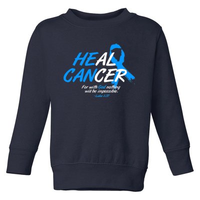 He Can Heal Cancer Colon Cancer Awareness Blue Ribbon Toddler Sweatshirt