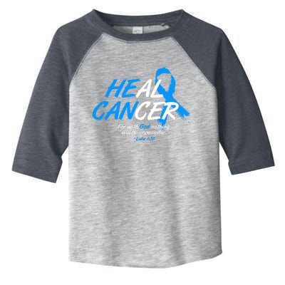 He Can Heal Cancer Colon Cancer Awareness Blue Ribbon Toddler Fine Jersey T-Shirt