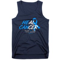 He Can Heal Cancer Colon Cancer Awareness Blue Ribbon Tank Top