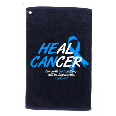 He Can Heal Cancer Colon Cancer Awareness Blue Ribbon Golf Towel