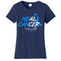 He Can Heal Cancer Colon Cancer Awareness Blue Ribbon Women's T-Shirt