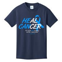 He Can Heal Cancer Colon Cancer Awareness Blue Ribbon Kids T-Shirt