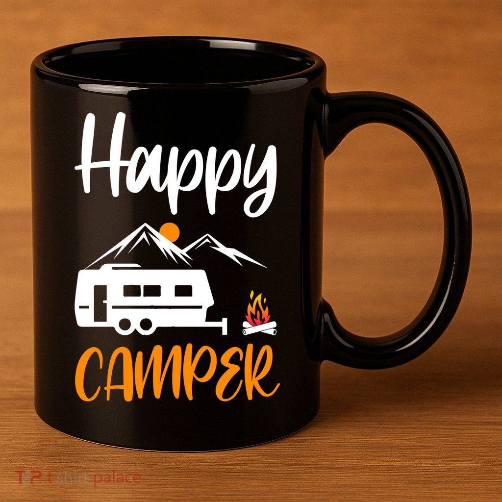 Happy Camper 11oz C Handle Ceramic Mug