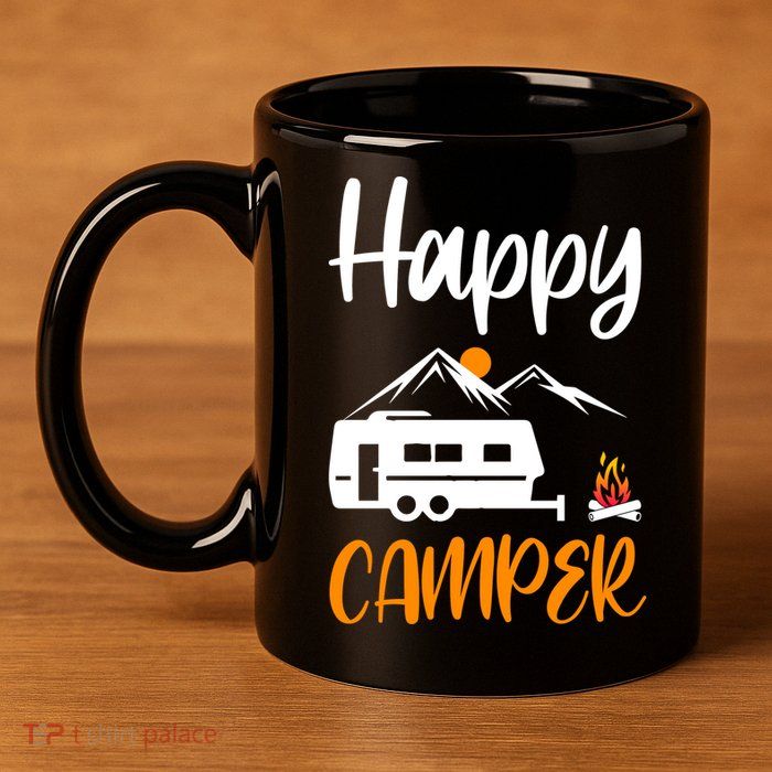 Happy Camper 11oz C Handle Ceramic Mug