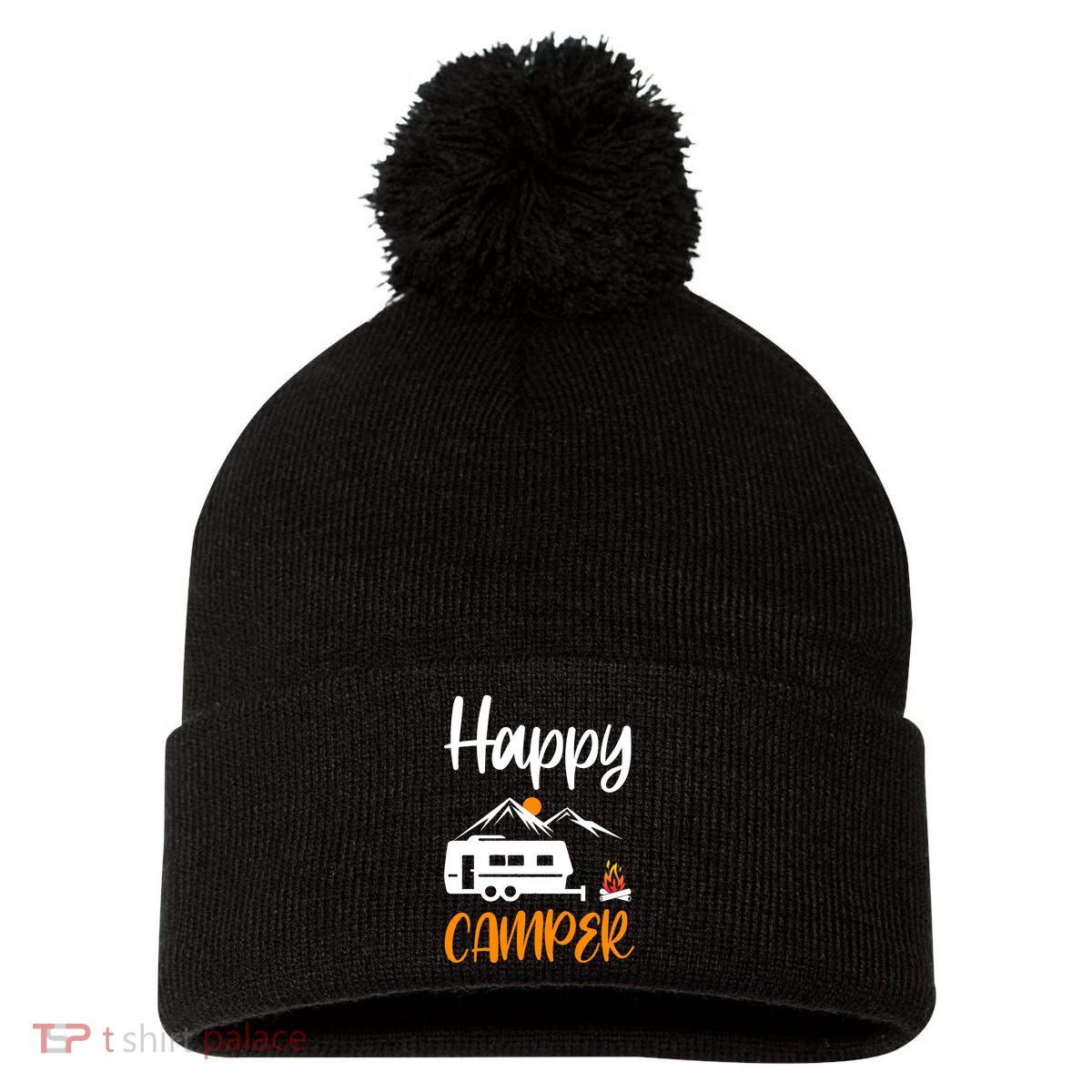 Happy Camper Pom Pom 12in Knit Beanie