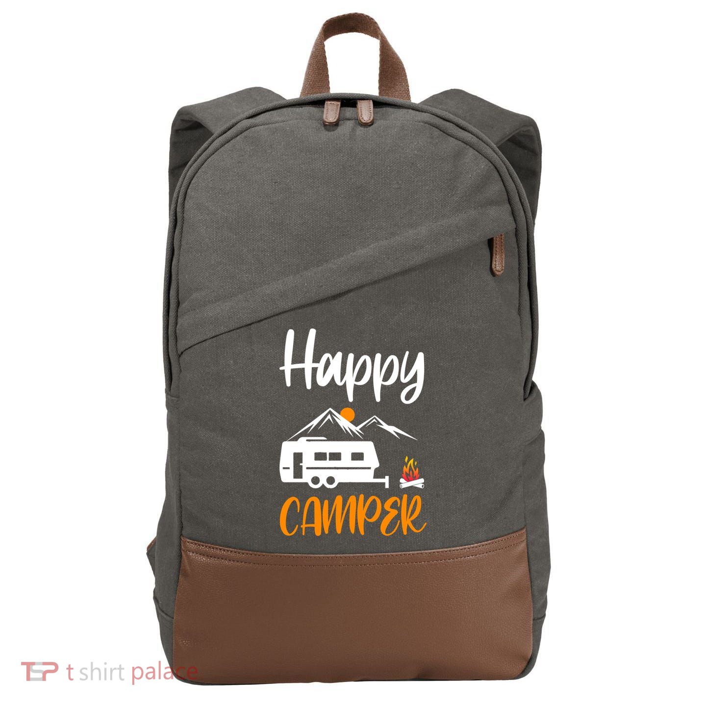 Happy Camper Cotton Canvas Backpack