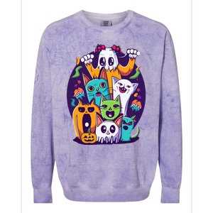 Halloween Cats Colorblast Crewneck Sweatshirt