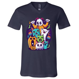 Halloween Cats V-Neck T-Shirt