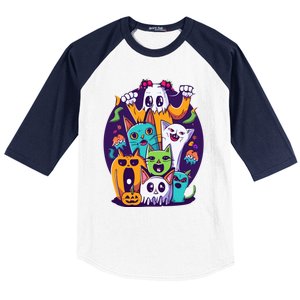 Halloween Cats Baseball Sleeve Shirt