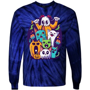 Halloween Cats Tie-Dye Long Sleeve Shirt