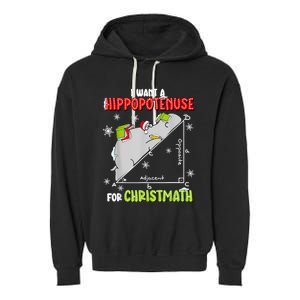 Hippopotamus Christmath Garment-Dyed Fleece Hoodie