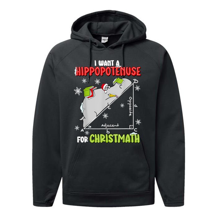 Hippopotamus Christmath Performance Fleece Hoodie