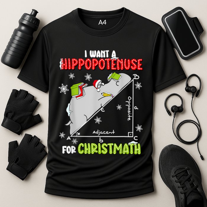 Hippopotamus Christmath Cooling Performance Crew T-Shirt