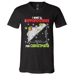 Hippopotamus Christmath V-Neck T-Shirt