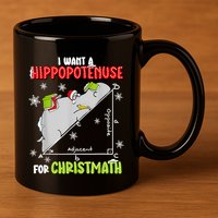 Hippopotamus Christmath 11oz C Handle Ceramic Mug