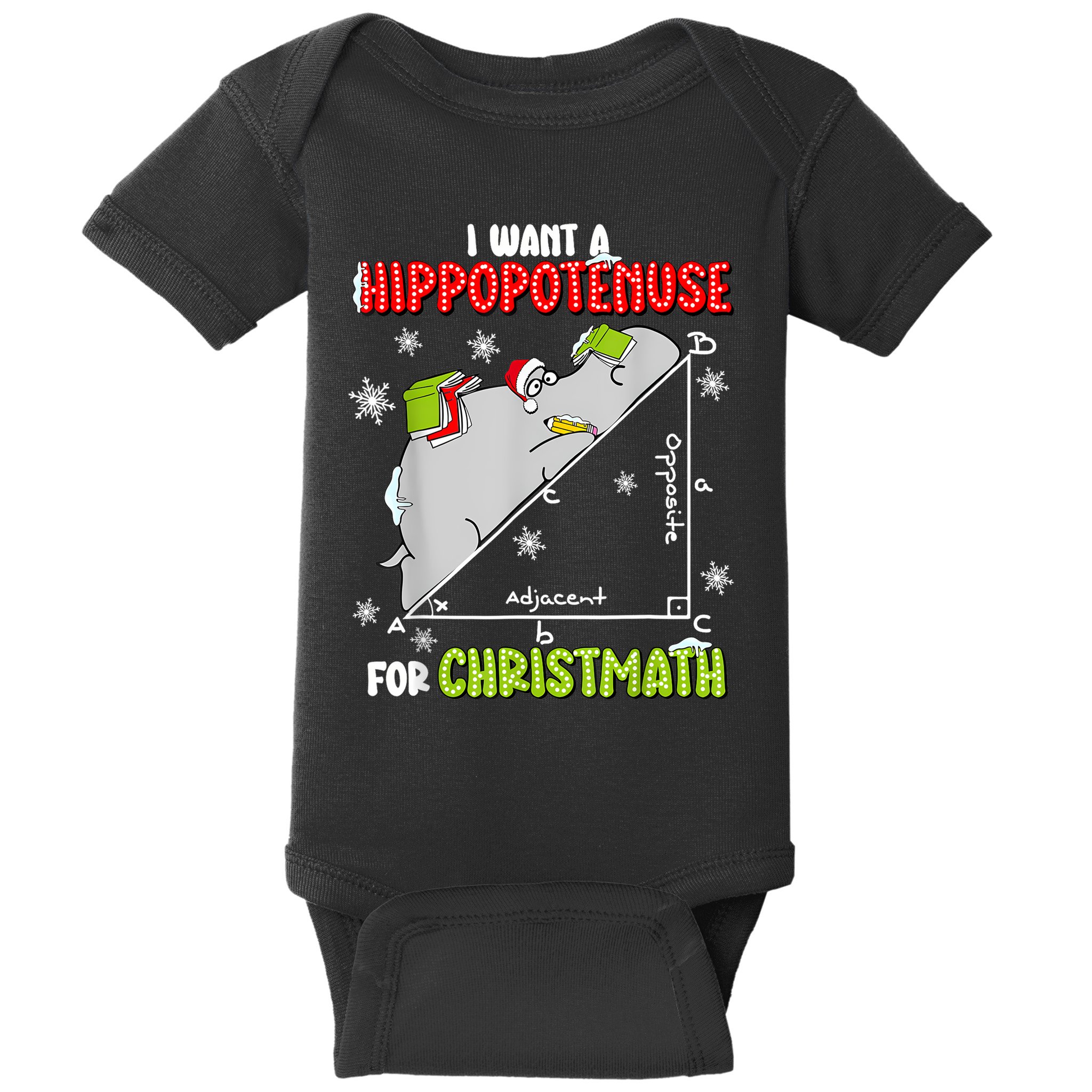 Hippopotamus Christmath Baby Bodysuit
