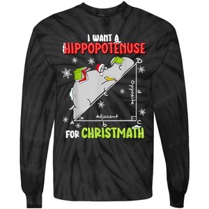 Hippopotamus Christmath Tie-Dye Long Sleeve Shirt