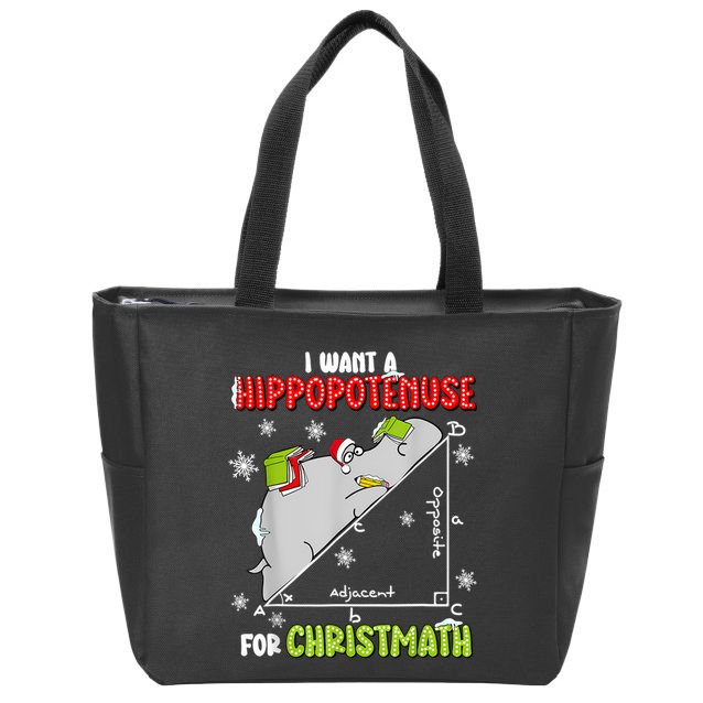 Hippopotamus Christmath Zip Tote Bag