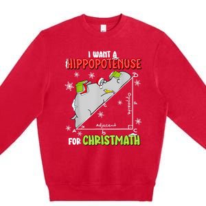 Hippopotamus Christmath Premium Crewneck Sweatshirt