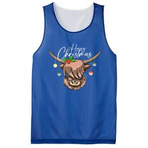 Hairy Christmas Highland Cow Christmas Light Cow Gift Mesh Reversible Basketball Jersey Tank