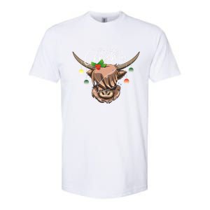 Hairy Christmas Highland Cow Christmas Light Cow Gift Softstyle CVC T-Shirt