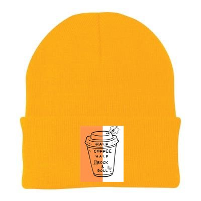 Half Coffee Half Rock & Roll Funny Music Quote Knit Cap Winter Beanie