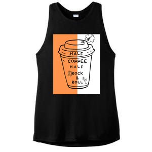 Half Coffee Half Rock & Roll Funny Music Quote Ladies PosiCharge Tri-Blend Wicking Tank