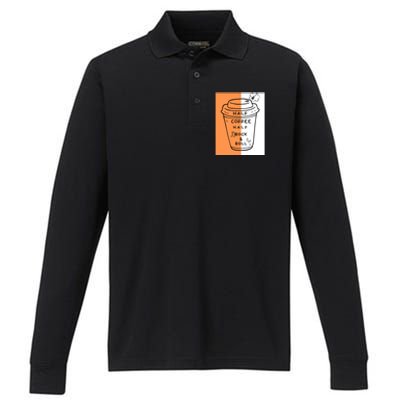 Half Coffee Half Rock & Roll Funny Music Quote Performance Long Sleeve Polo