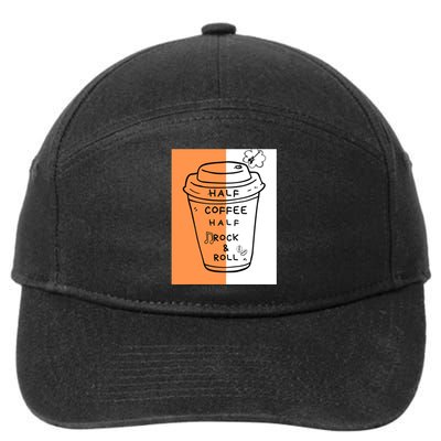 Half Coffee Half Rock & Roll Funny Music Quote 7-Panel Snapback Hat