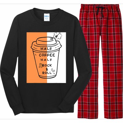 Half Coffee Half Rock & Roll Funny Music Quote Long Sleeve Pajama Set