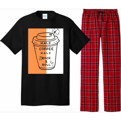 Half Coffee Half Rock & Roll Funny Music Quote Pajama Set