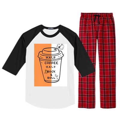 Half Coffee Half Rock & Roll Funny Music Quote Raglan Sleeve Pajama Set