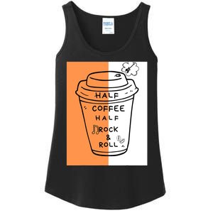 Half Coffee Half Rock & Roll Funny Music Quote Ladies Essential Tank