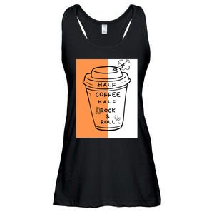 Half Coffee Half Rock & Roll Funny Music Quote Ladies Essential Flowy Tank