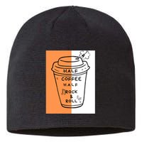 Half Coffee Half Rock & Roll Funny Music Quote Sustainable Beanie