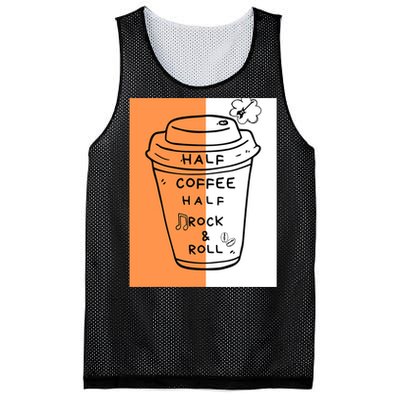 Half Coffee Half Rock & Roll Funny Music Quote Mesh Reversible Basketball Jersey Tank