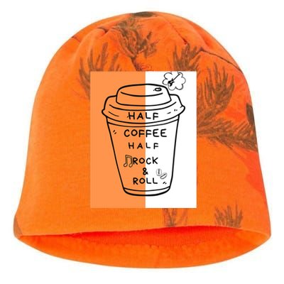 Half Coffee Half Rock & Roll Funny Music Quote Kati - Camo Knit Beanie