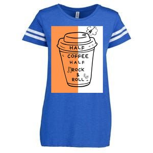 Half Coffee Half Rock & Roll Funny Music Quote Enza Ladies Jersey Football T-Shirt