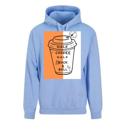 Half Coffee Half Rock & Roll Funny Music Quote Unisex Surf Hoodie