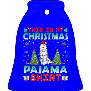 Husky Christmas Hat Pajama Gift Xmas Husky Lover Gift Ceramic Bell Ornament